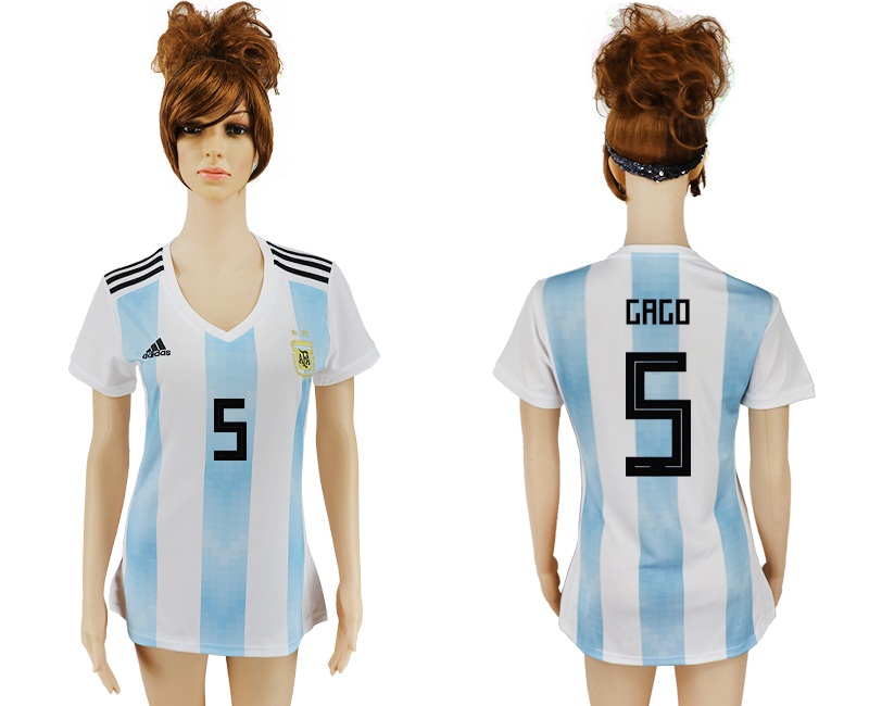 Maillot de femmes par cher Argentina #5 GAGO 2018 FIFA World Cup